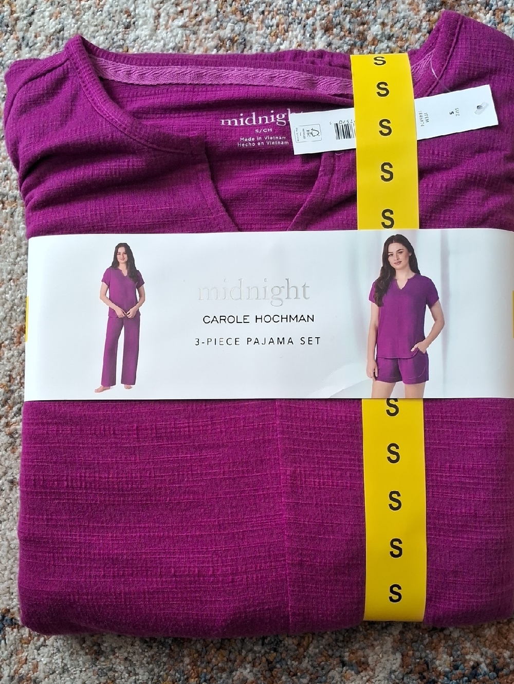 Carole Hochman Midnight Women's 3-Piece Pajama Set - Magenta